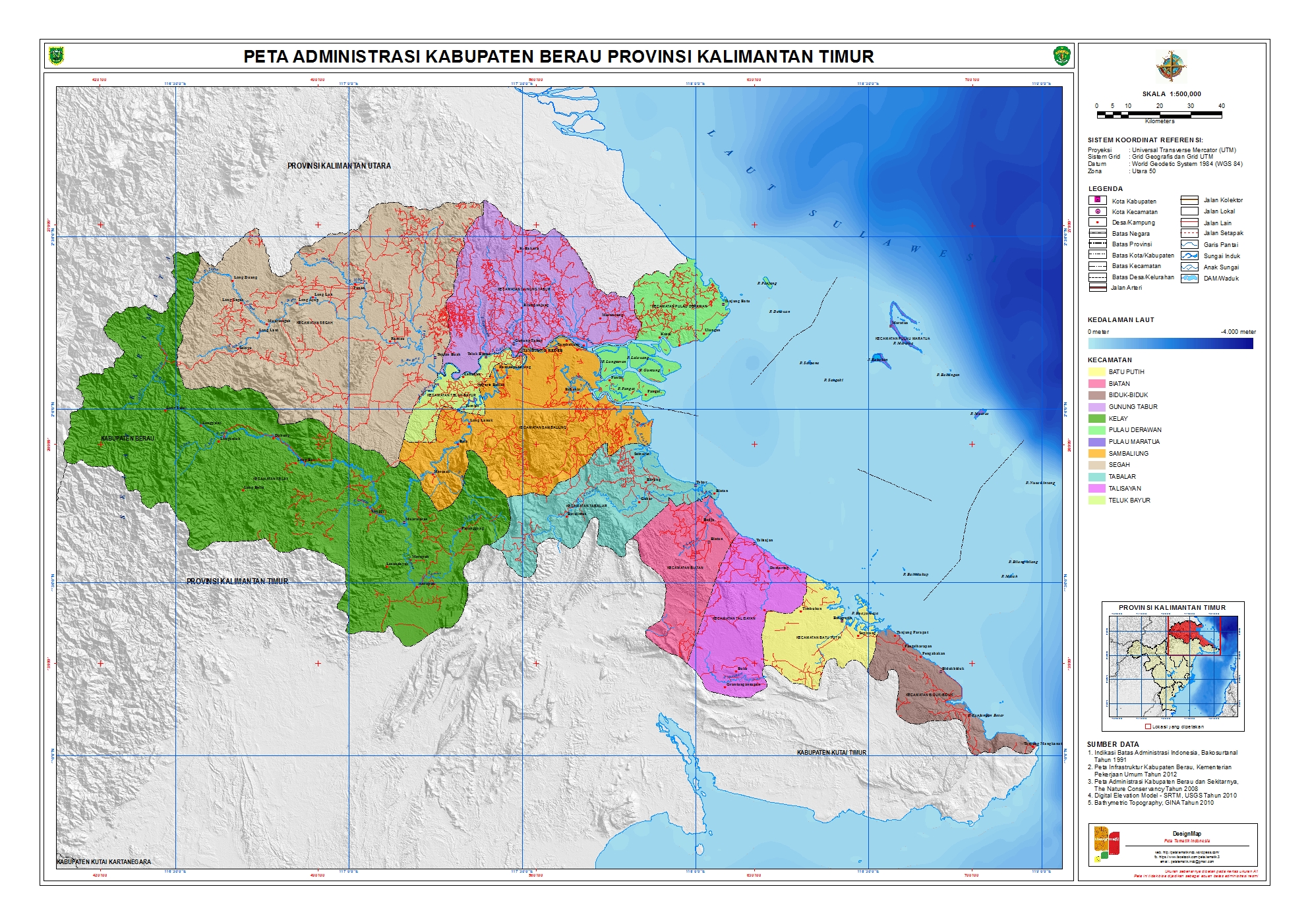 Kabupaten Berau memiliki luas wilayah sebesar 36.962,37 km2, yang mencakup 29,02% dari total luas wilayah Provinsi Kalimantan Timur